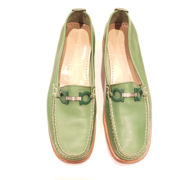 womens green loafers